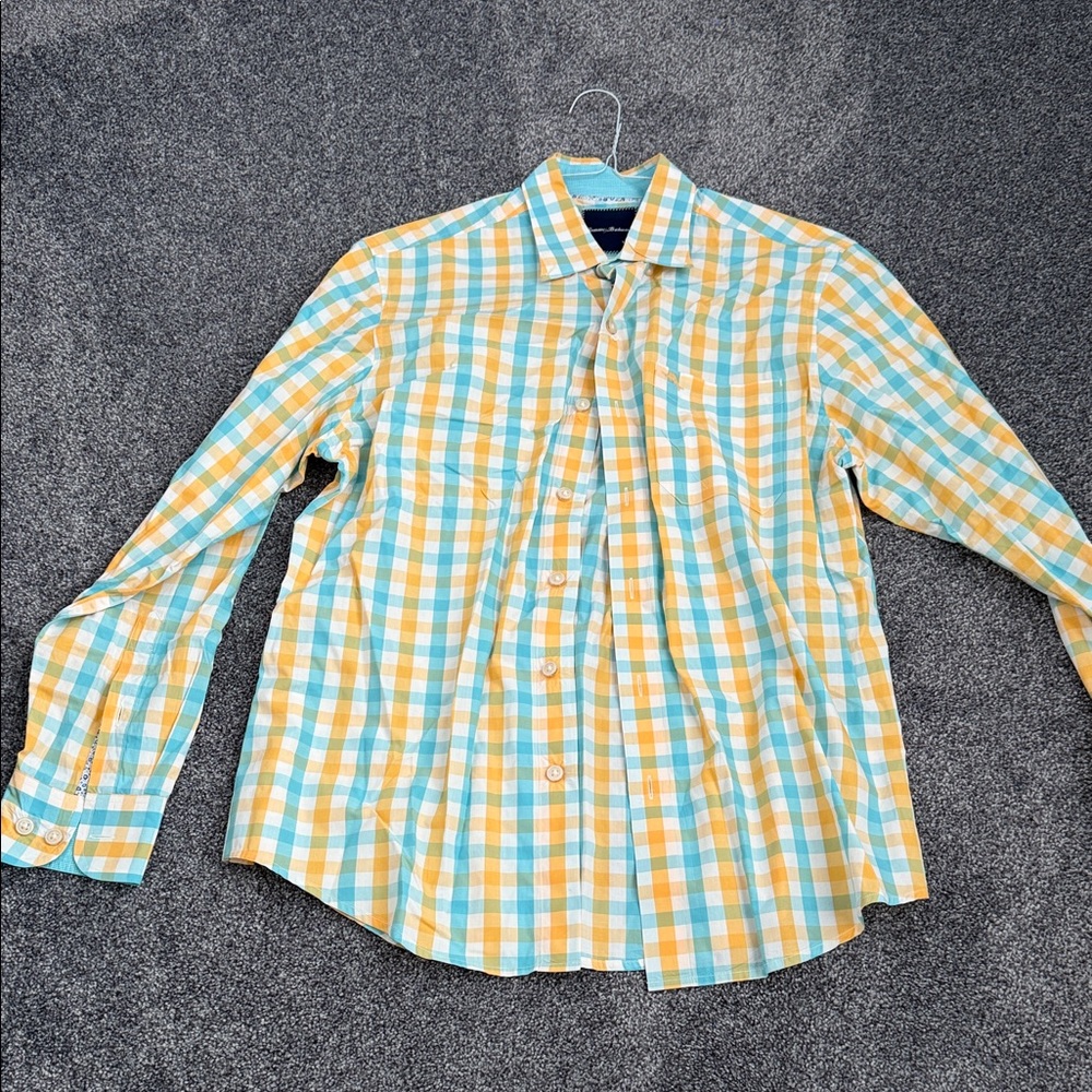 Tommy Bahama Blue and Yellow Checkered Shirt